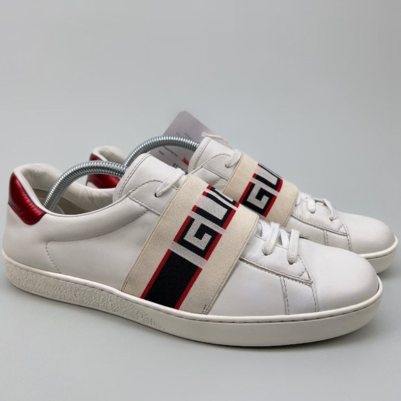 GUCCI Ace Stripe low top sneaker white leather 8 G 8.5 US 42 EUR 523469 - Picture 4 of 14
